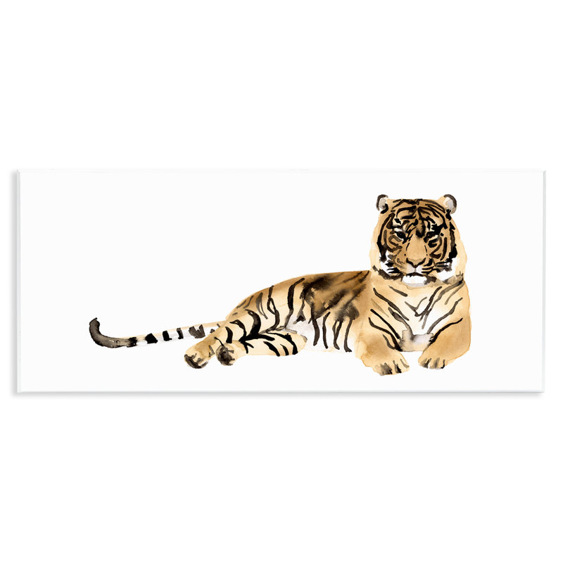 Tigre au repos à l'encre orange par Victoria Borges - reproduction d'art