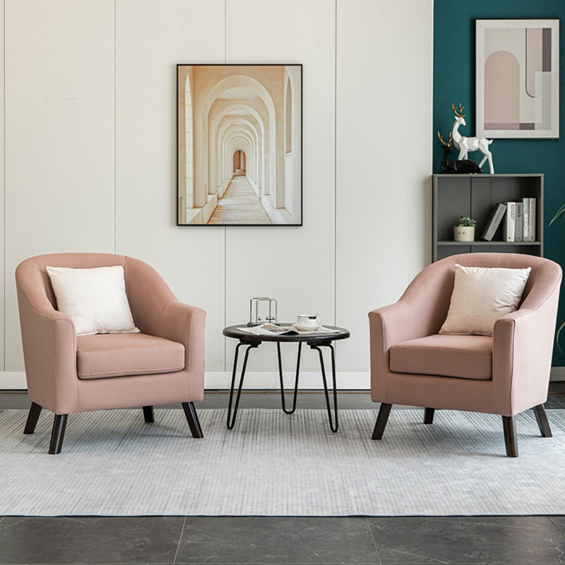 Chaise simple moderne en bois massif (ensemble de 2), Rose Leathaire rose, Noir, noir, noir, noir