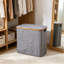 Double panier à linge avec couvercle, corbeille à linge en tissu à 2 compartiments avec structure en bambou, grand rangement pliant pour la salle de bain