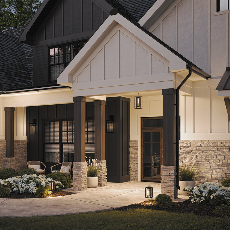 Republic Composite 1-Light Outdoor Hanging Double Frame Lantern