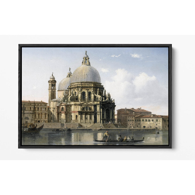 Santa Maria della Salute, Venice by Carlo Bossoli Canvas Floater Framed Wall Art | Italian Architectural Canvas Print – White Frame