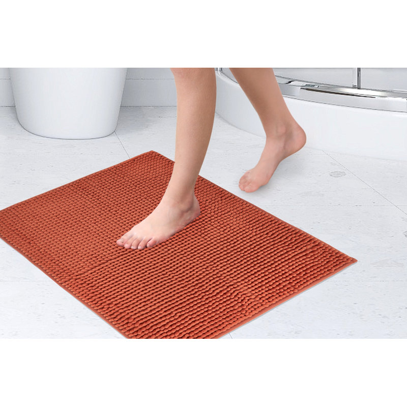 Heloise Non-Slip Bath Rug, 40cm W x 60cm L, Burnt Orange