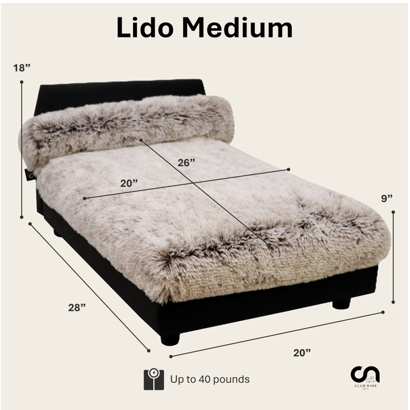 Lit orthopédique pour animaux Mid-Century, Moyen (H 18 po x l 20 po x P 28 po), Fauve