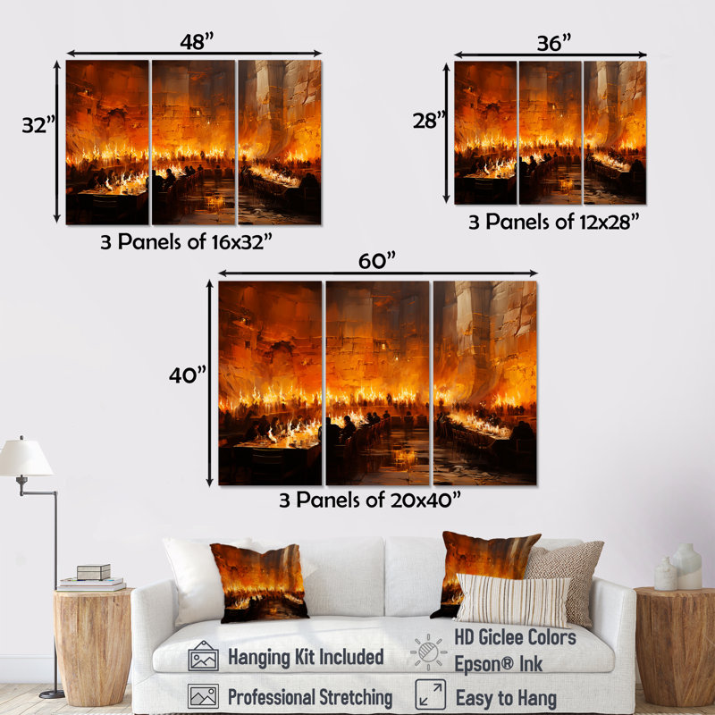 «Orange Judaism Wail Wall Prayer I - Judaism Wall Art», Toile tendue, H 40 po x l 60 po x P 1 po