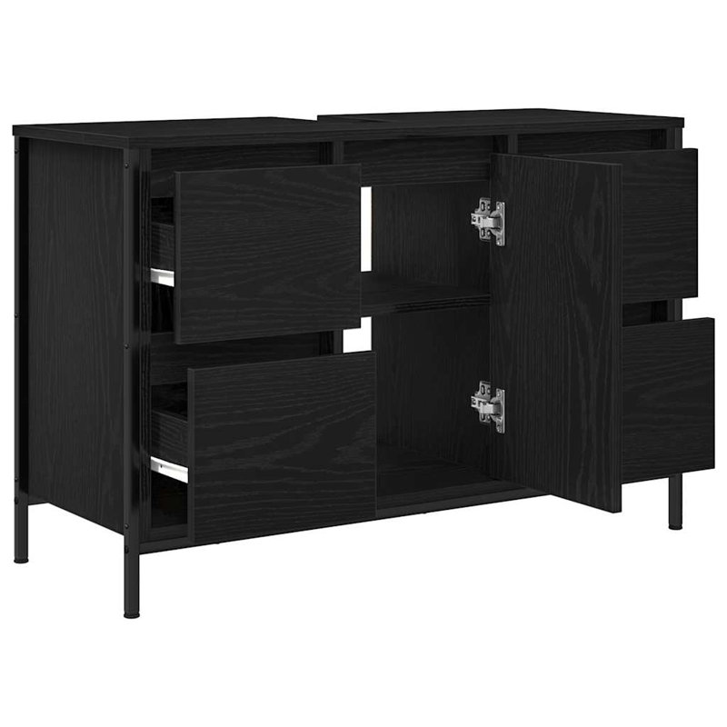 90mm Single Bathroom Vanity with Basin, Black Oak 