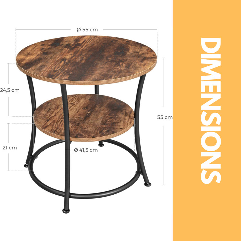 Sigli Round 2 Tier Side Table For Living Room 2 Tier End Sofa Accent Tables