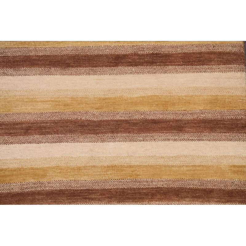 Tapis rayé Gabbeh Kashkoli noué à la main 3 pi 1 po x 4 pi 10 po