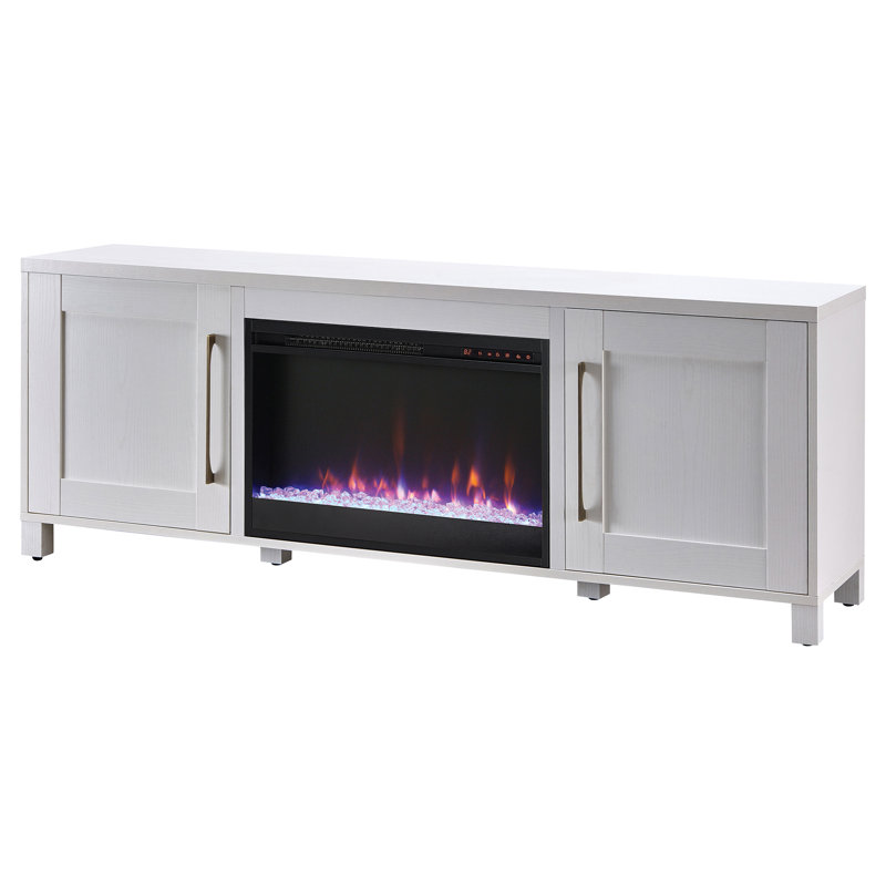 TV Stand for TVs up to 78" with Fireplace Included, White