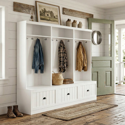 Ensemble de portemanteau modulaire 3 pièces avec banc et rangement pour chaussures Malena