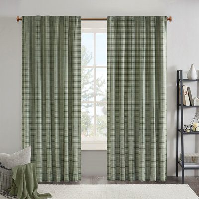Panneau de rideau à passants et passe-tringle à carreaux avec doublure en molleton 50 x 84 po