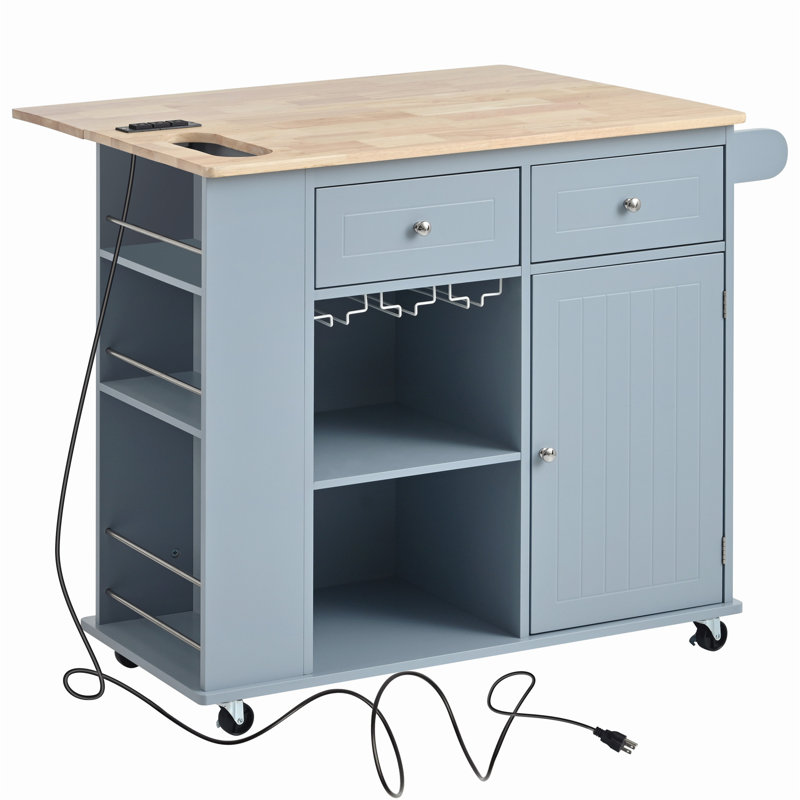 Versatile Kitchen Island with Multiple Functionalities for Home and Dining, Blue