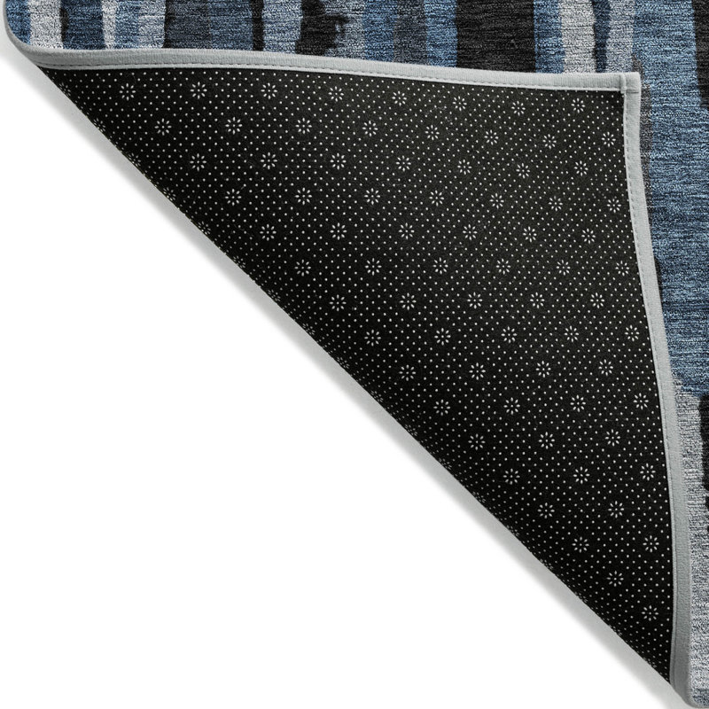 Tapis intérieur lavable rayé bleu 10 pi x 14 pi HomeRoots