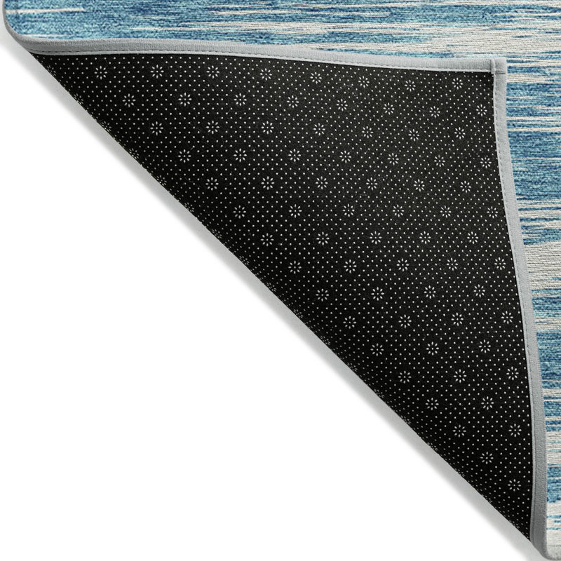 Tapis d'extérieur lavable abstrait bleu sarcelle et ivoire 8 pi x 10 pi