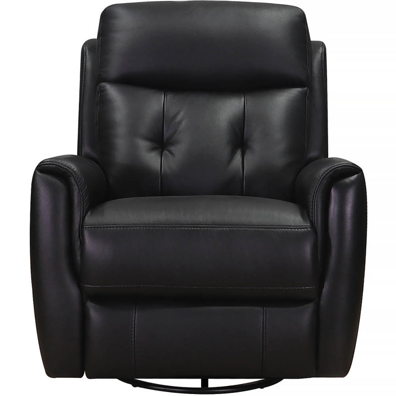 Fauteuil inclinable et oscillant pivotant en cuir Avanna, Noir Torino