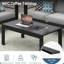 Ensemble de conversation moderne en aluminium 4 pièces pour patio, canapé 4 places avec coussins bleus épais et structure noire et table basse-1285157009-1285157012