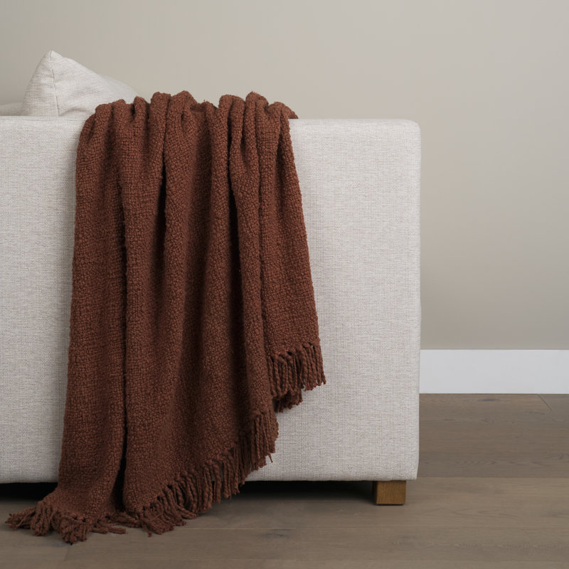Jeté en coton tissé acajou Kambal, Acajou
