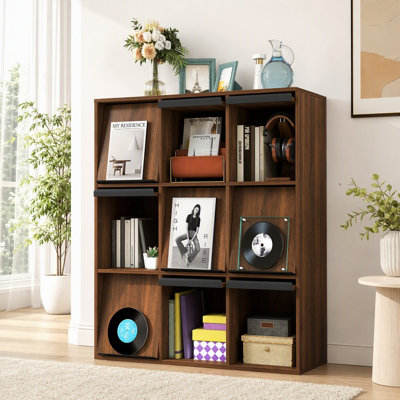9-cube Bookcase, 3 Tier Shelf Cube Storage Organizer with Flip Doors & Anti-tip