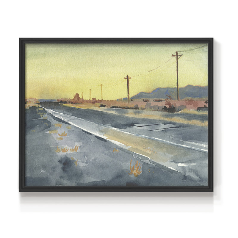 Déserté autoroute I - reproduction encadrée - réarmable, H 8 po x l 10 po, Noir, noir, noir, noir