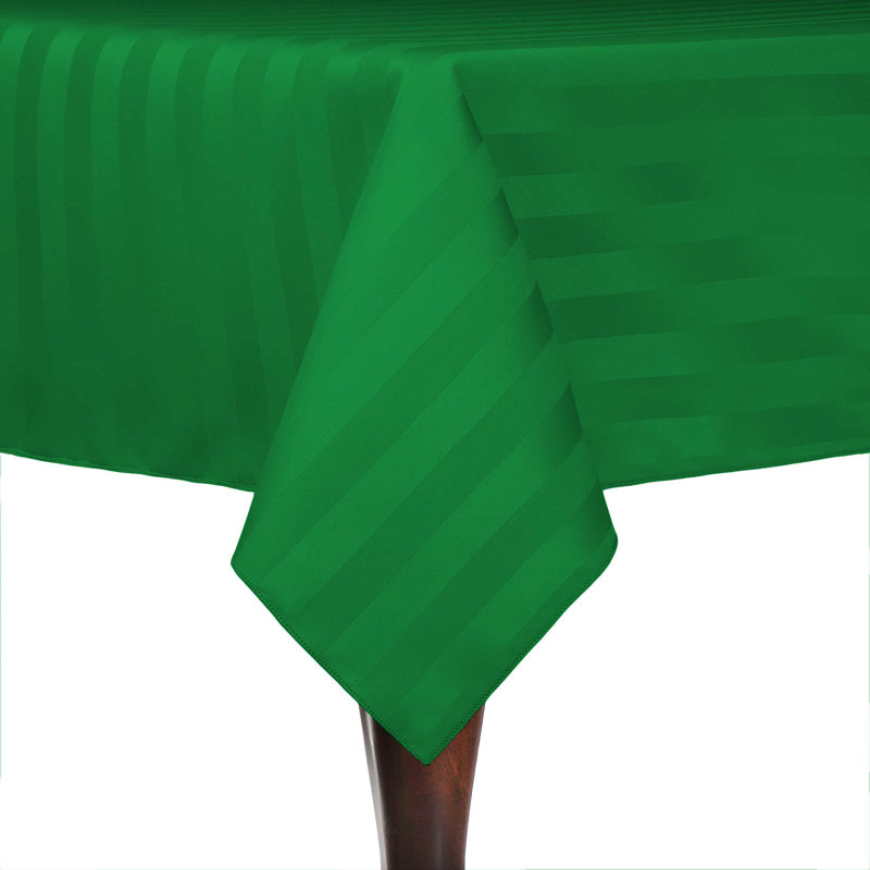 Ultimate Textile Satin Stripe Rectangular Tablecloth, 10, Emerald, 96" x 54"