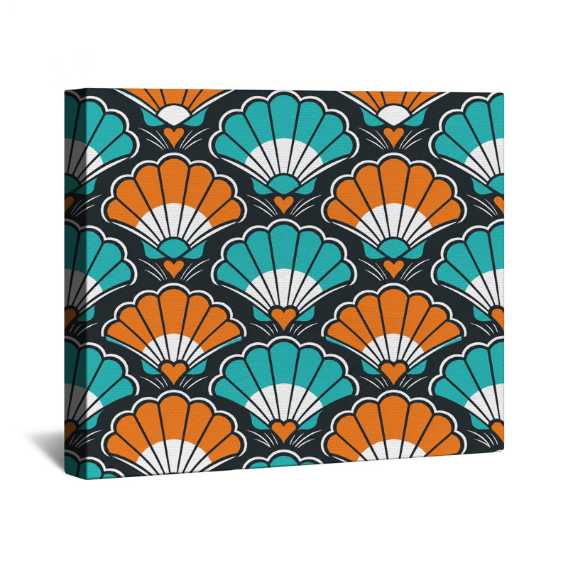 Toile tendue à motif de coquillages Art Deco, 32 x 32 inches