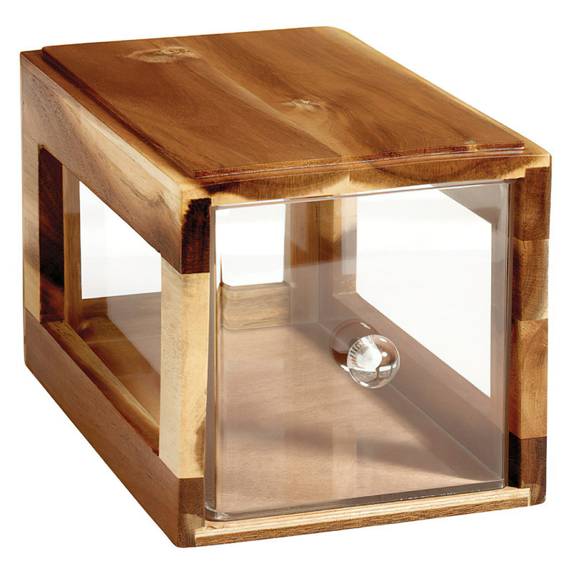 Boîte à pain empilable en bois avec tiroir GET, 12,25 po x 6 po, GET Urban Rustic, Naturel