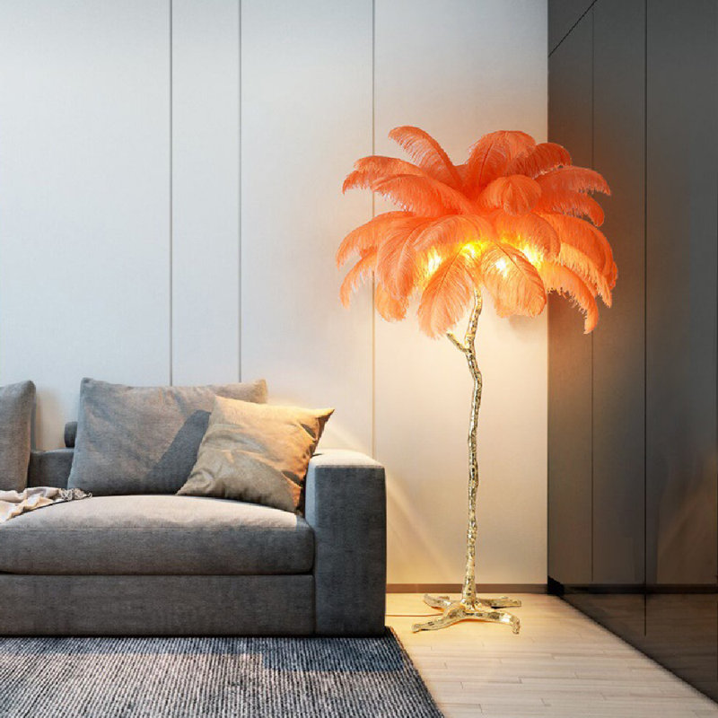 67'' Gold Novelty Floor Lamp, Orange