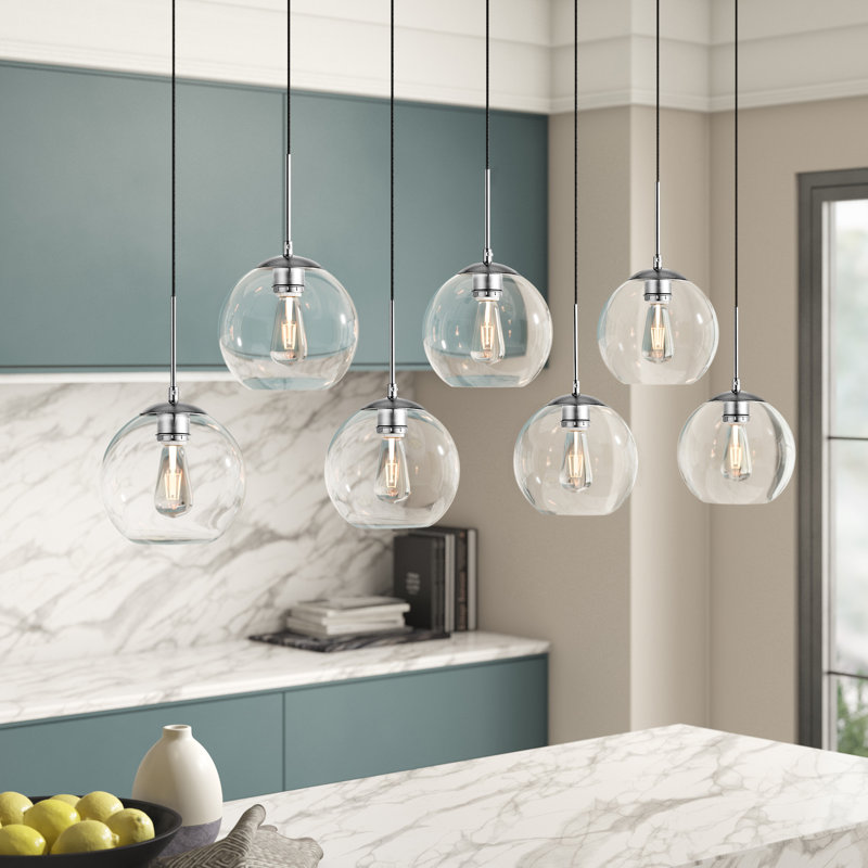 Snead Light Globe Cluster Pendant, Black, Clear, 5