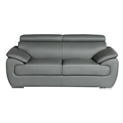 Cuir véritable gris, structure en bois franc séché au four et blocs d'angle renforcés, rembourrage en mousse à 3 couches, pieds en acier inoxydable, bois brésilien solide et ferme - gris