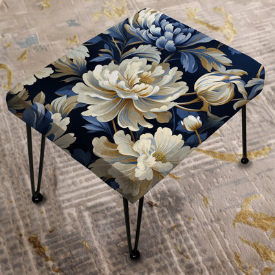 White And Blue Tones Zen Damask Harmony - Damask Rectangle Ottoman