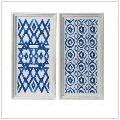 Ensemble de 2 sculptures suspendues bleues et modernes, décorations murales modernes avec des motifs audacieux, parfaites pour les intérieurs élégants