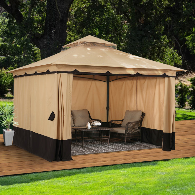 Steel Patio The Soft Roof Gazebos, Khaki, 8 Ft. W x 8 Ft. D