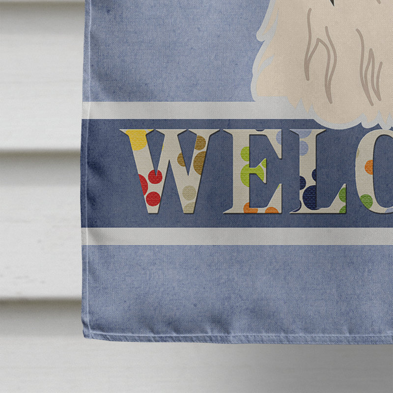 Polyester 2 côtés 40 x 28 po welcome drapeau maison, Shih Tzu noir / blanc assis