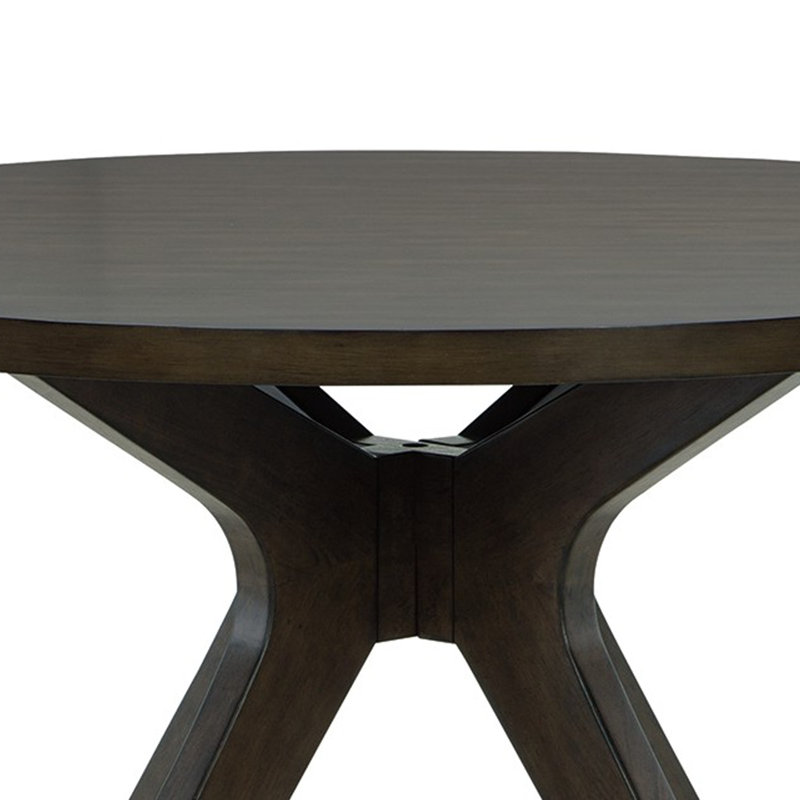 Gray Brown Round Wood Mid-century Modern Dining Table