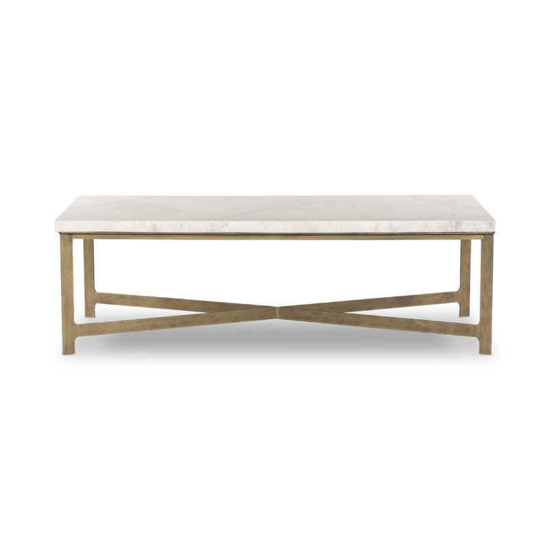 Table basse Nelida, Plateau en marbre blanc / base noire