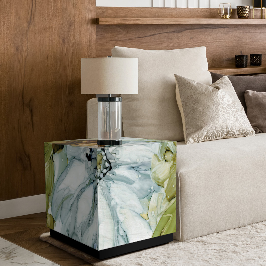 Reverse Printed Beveled Art Glass Cocktail Table End Table Empire Art Direct