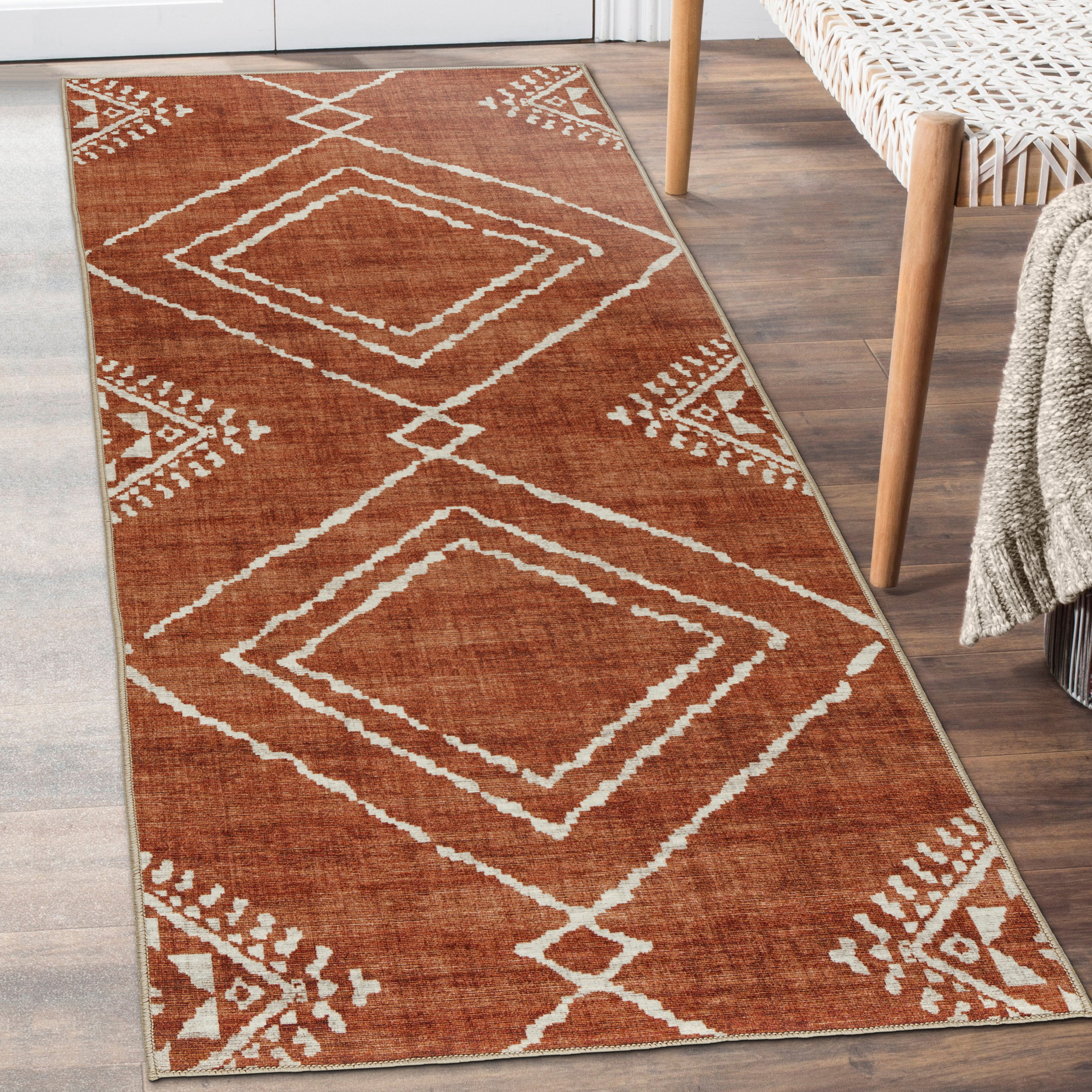 Union Rustic Kentre Machine Washable Area Rug Living Room Bedroom Bathroom Kitchen Non Slip Stain Resistant & Reviews | Wayfair