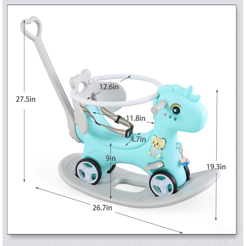 Cheval à bascule polyvalent pour tout-petits avec plusieurs modes, dossier haut et bouton de son pour s'amuser et apprendre