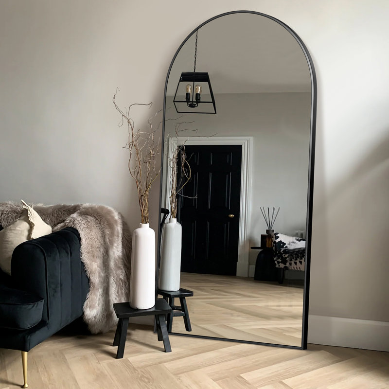 Grand miroir de sol moderne Malesha , Noir, H 71 po x l 28 po