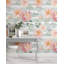 Papier peint amovible avec fleurs de pivoines roses pâles et feuilles grises-1337725742