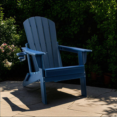 HDPE Folding Adirondack Chair With Cup Holder,Weather-Resistant, Low Maintenance,Supports Up To 400Lbs by Rosecliff Heights