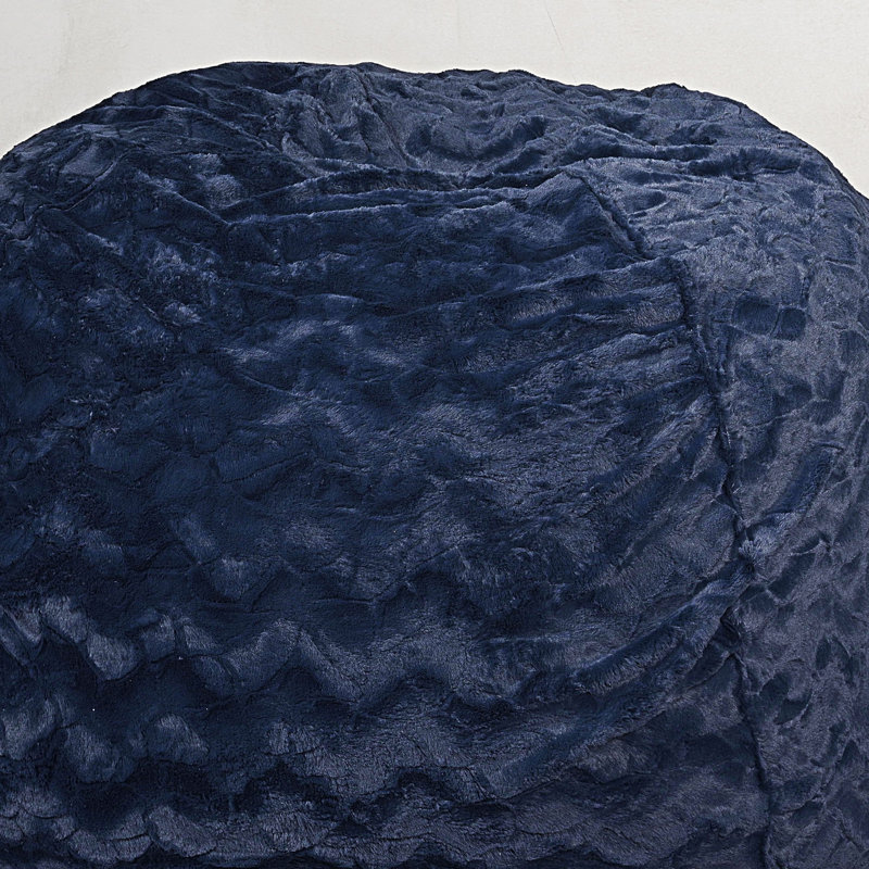 Pouf fauteuil, Fausse fourrure bleu marine, H 27,01 po x l 34,01 po x P 34,01 po