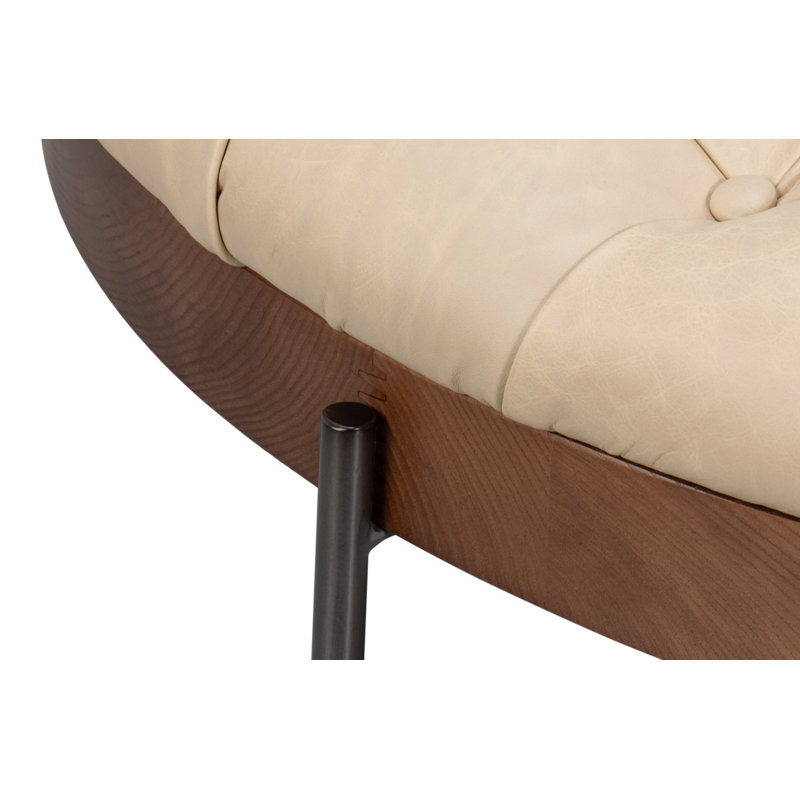 Corbet Round Ottoman, Cappucino White