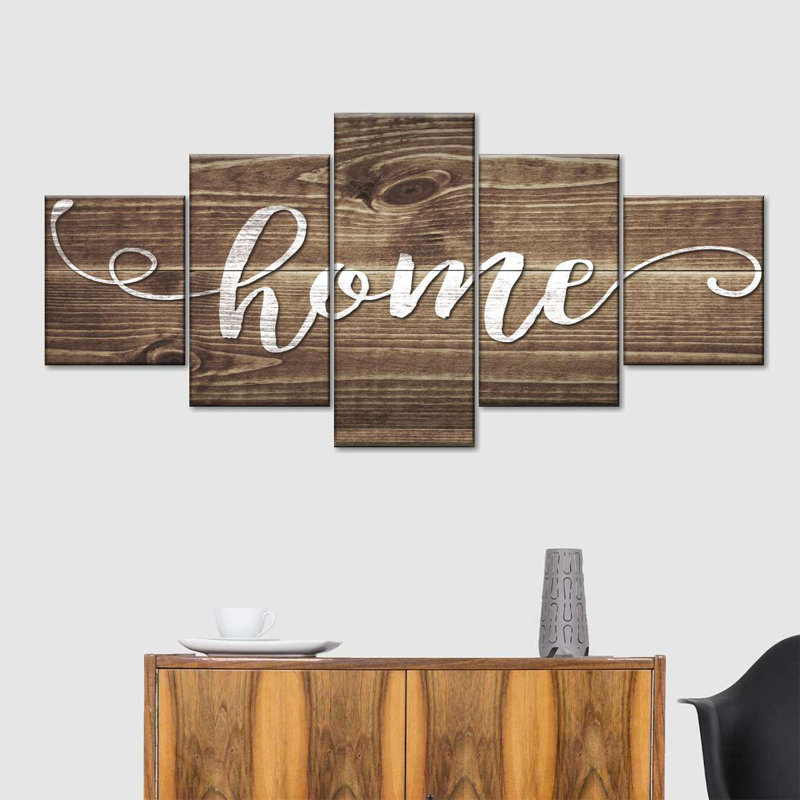 Home Typographie 5 pièces, H 55 po x l 24 po x P 1,25 po