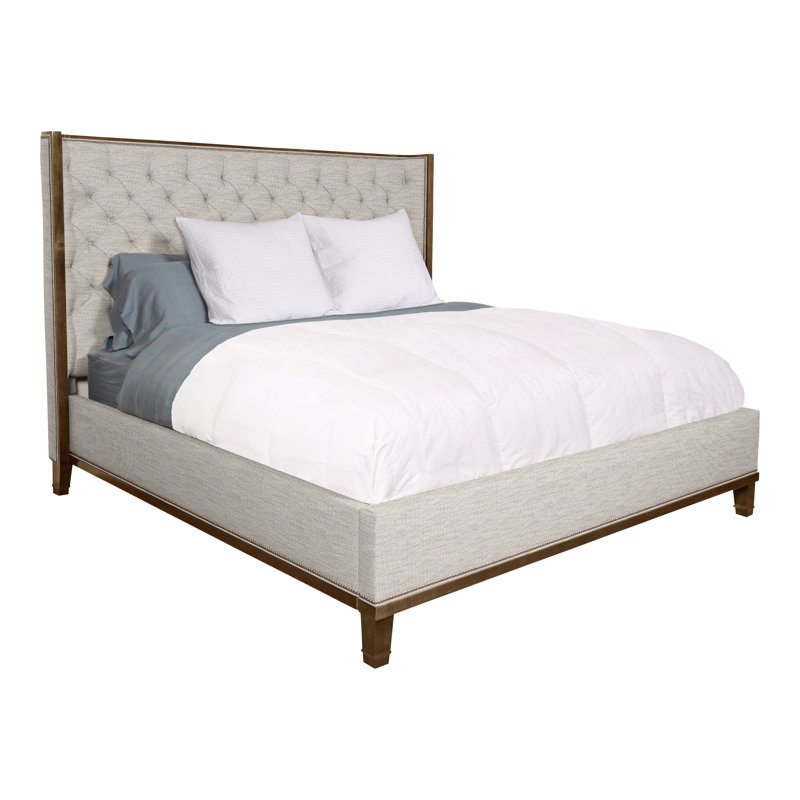 Michael Weiss Solid Wood Wingback Bed, Ian Pewter, Queen, Navajo
