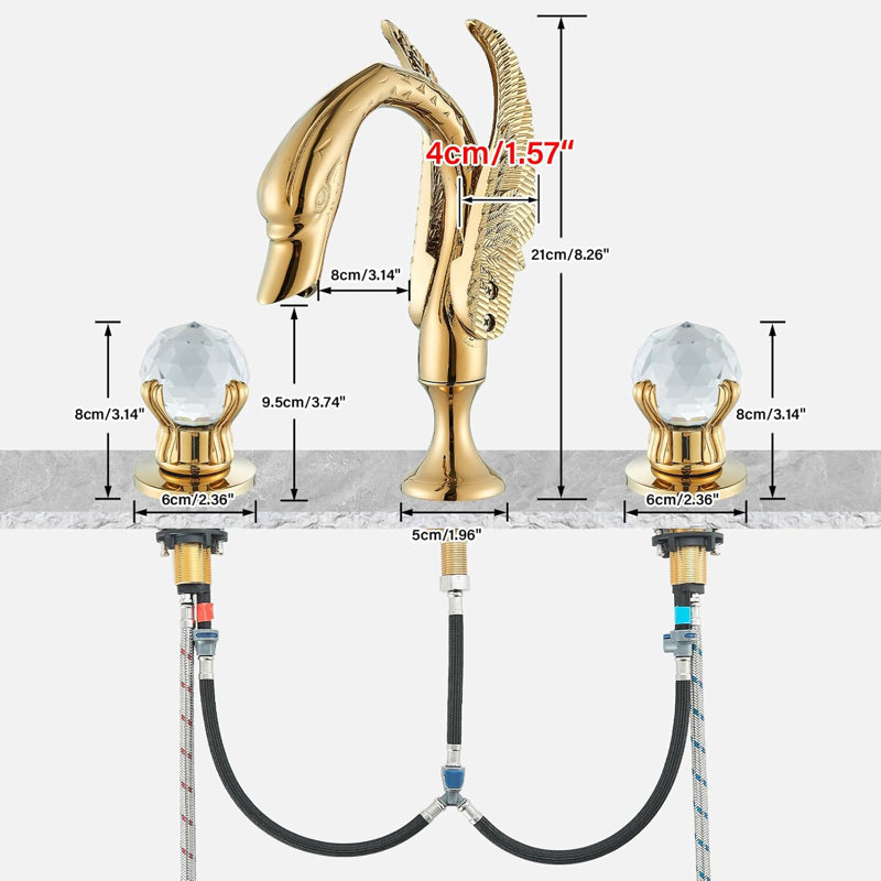 Widespread 2-handle Bathroom Faucet, Gold