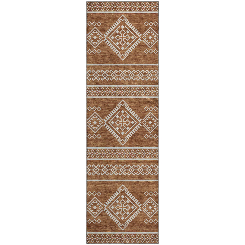 Tapis paprika de qualité supérieure lavable à la machine Prisco, Tapis de couloir 2 pi 3 po x 7 pi 6 po