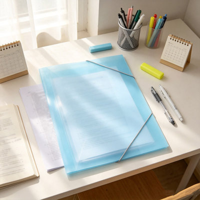 Manila File Folder Macaron Thickened File FoldersPortable Paper Document Organizer With Elastic CordWaterproof Heavy Duty File PocketA4 Size Folder For School Office Busines
