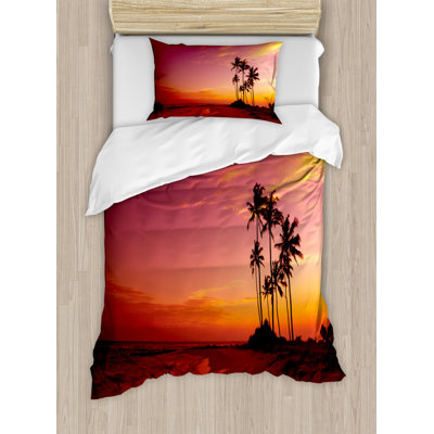Coastal Polyester Floral Duvet Cover