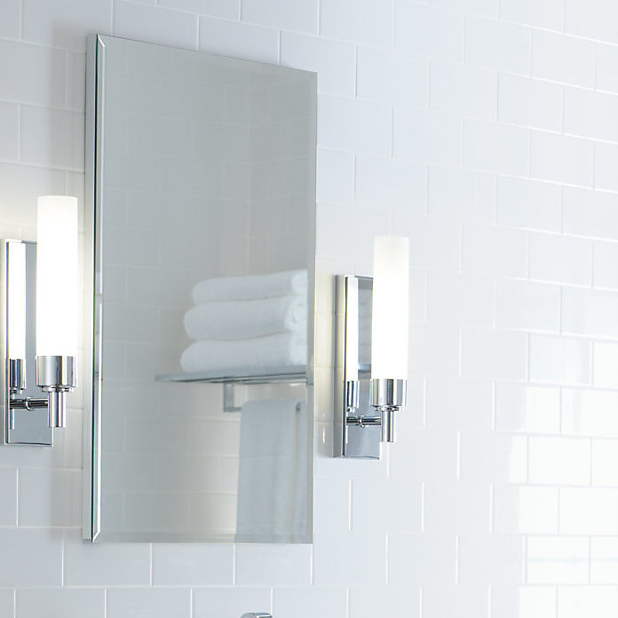 R3 Series Recessed or Surface Mount Frameless Medicine Cabinet with 3 Adjustable Shelves, 26"H x 24"W x 4"D, Beveled edge