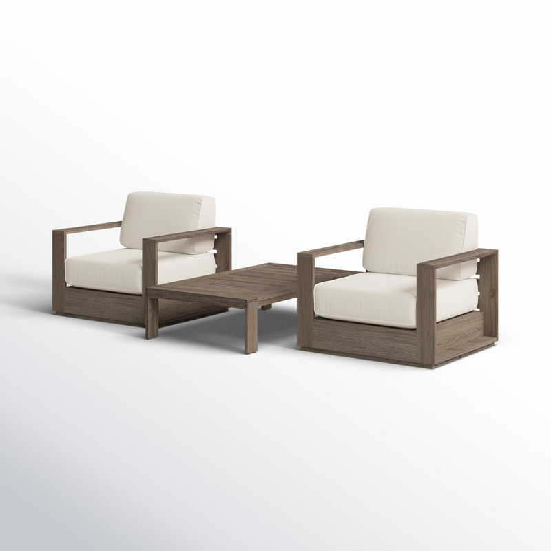 Hilde 2 - Person Patio Conversation Sets with Cushions, Brown